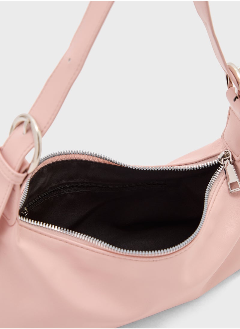 Metal Zip Detail Shoulder Bag
