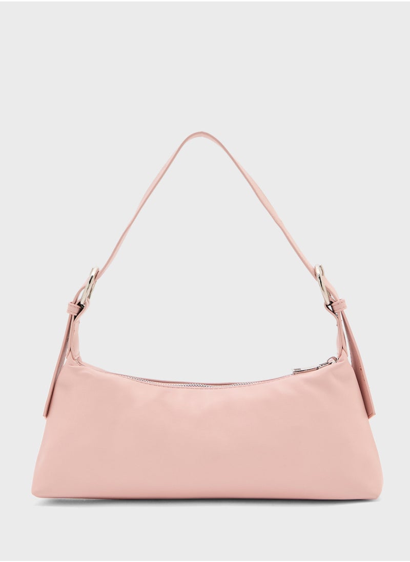 Metal Zip Detail Shoulder Bag
