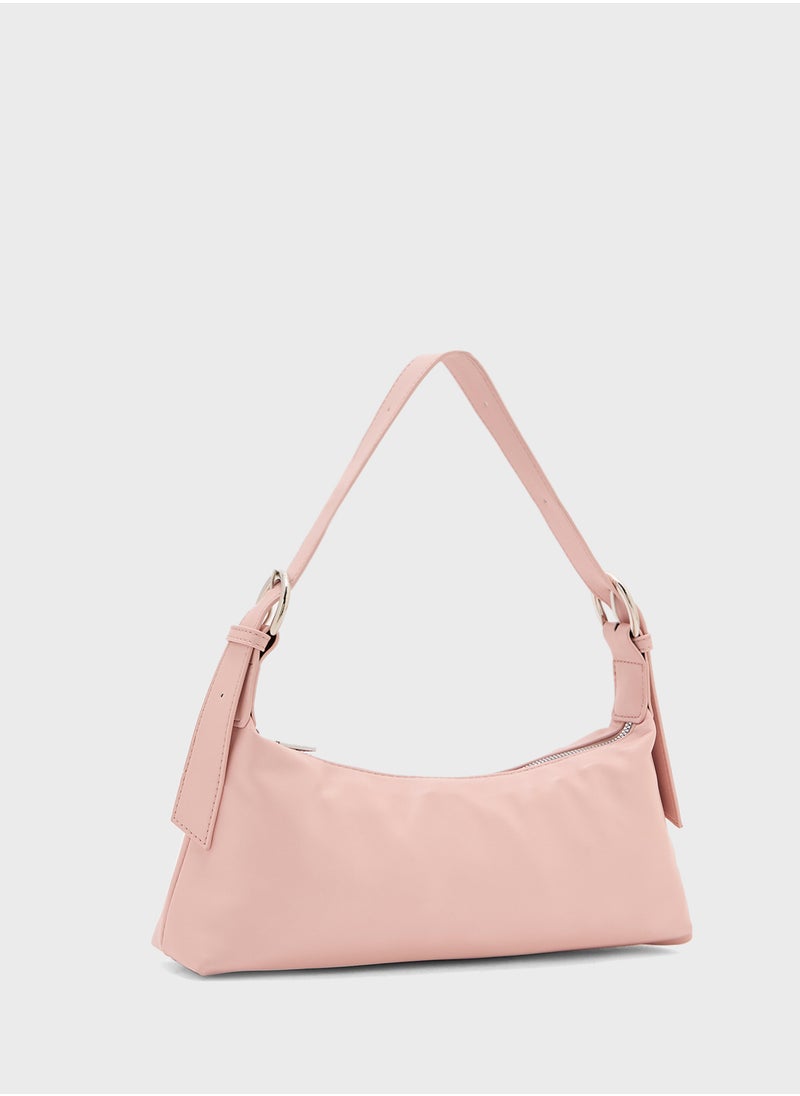 Metal Zip Detail Shoulder Bag