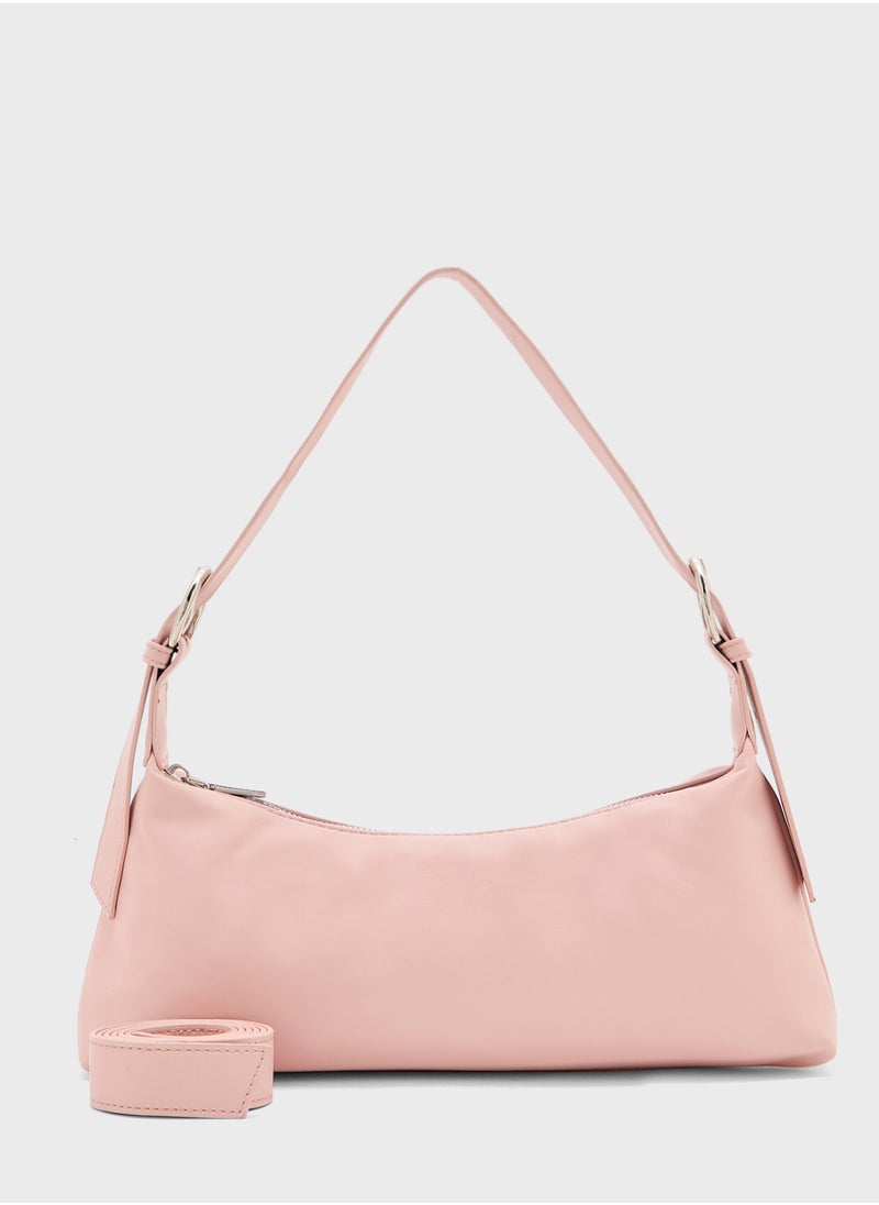 Metal Zip Detail Shoulder Bag