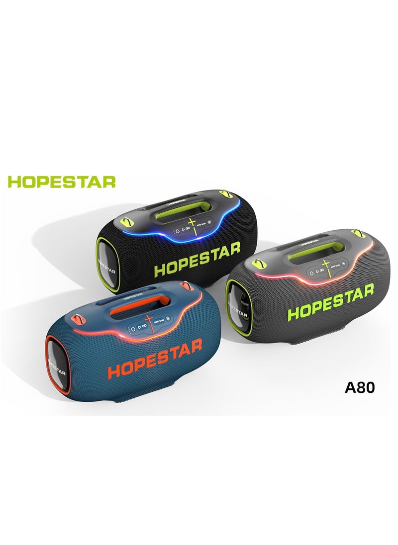 A80 350W Portable Bluetooth 5.3 Speaker with Wireless Mic, 24H Playtime, 30,000mAh Battery, RGB Lights, TWS, IPX6 Waterproof, EQ Control, 10M Range – Ultimate Party Speaker for Outdoor Events, Karaoke, and Gatherings