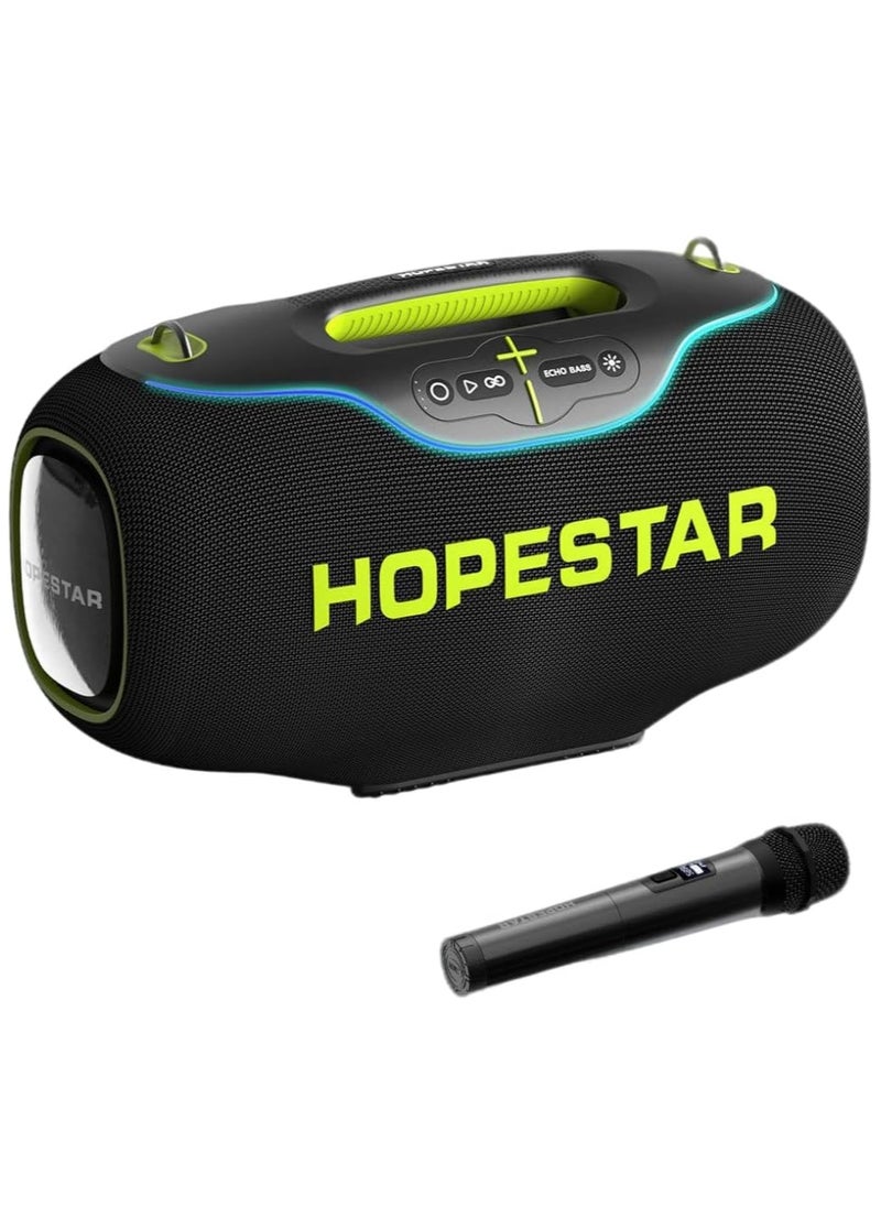A80 350W Portable Bluetooth 5.3 Speaker with Wireless Mic, 24H Playtime, 30,000mAh Battery, RGB Lights, TWS, IPX6 Waterproof, EQ Control, 10M Range – Ultimate Party Speaker for Outdoor Events, Karaoke, and Gatherings