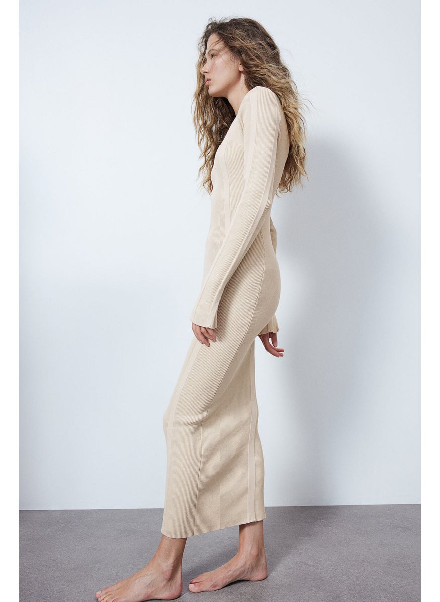 Low-Back Rib-Knit Bodycon Dress
