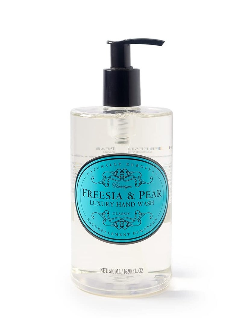 Naturally European Freesia & Pear Luxury Hand Wash, Cleanse & Moisturise 500ml