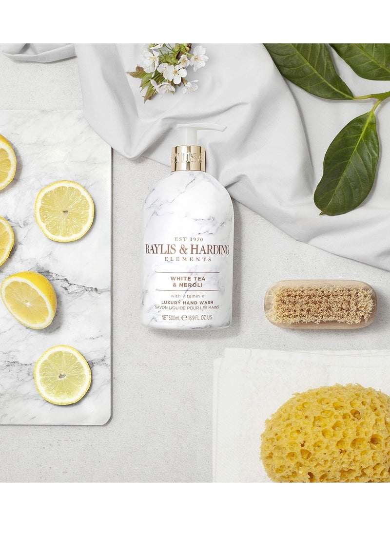 Baylis & Harding Liquid Hand Soap Wash with Dispenser, Elements, White Tea & Neroli, 16.9oz/500ml (3-Pack)