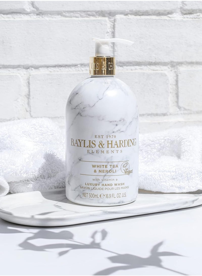 Baylis & Harding Liquid Hand Soap Wash with Dispenser, Elements, White Tea & Neroli, 16.9oz/500ml (3-Pack)