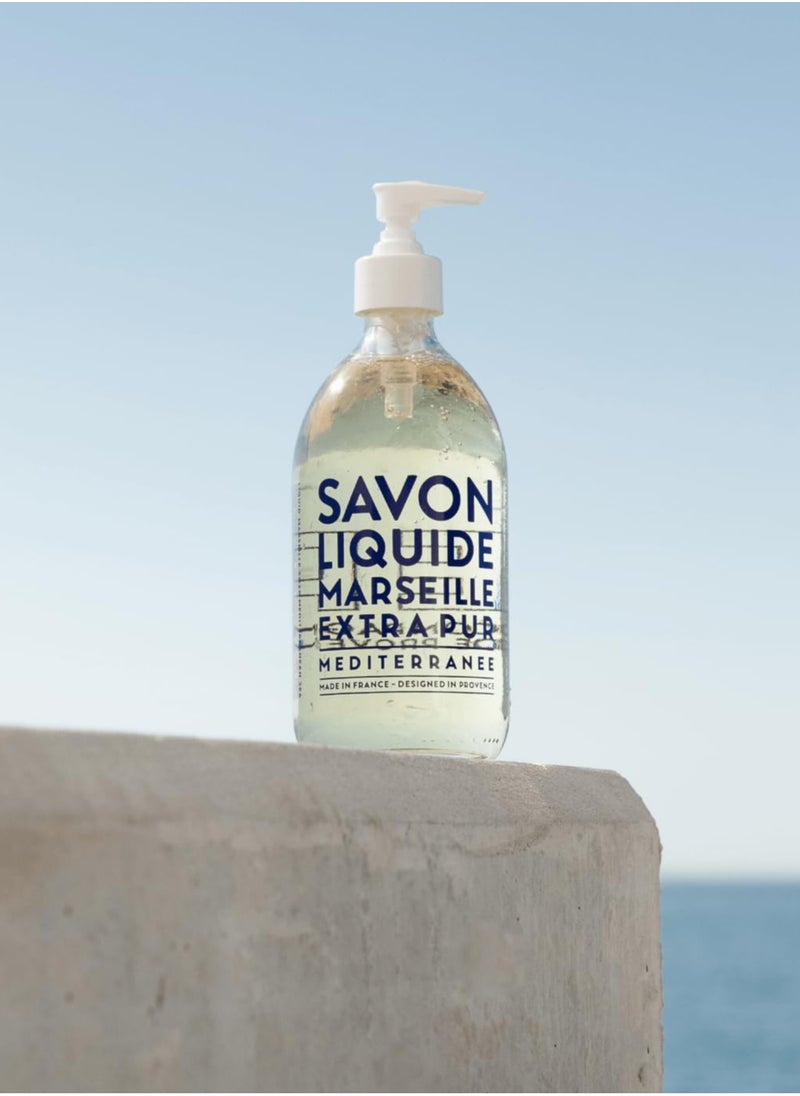 Compagnie de Provence Savon de Marseille Extra Pure Liquid Soap - Mediterranean Sea - 16.7 Fl Oz Glass Pump Bottle