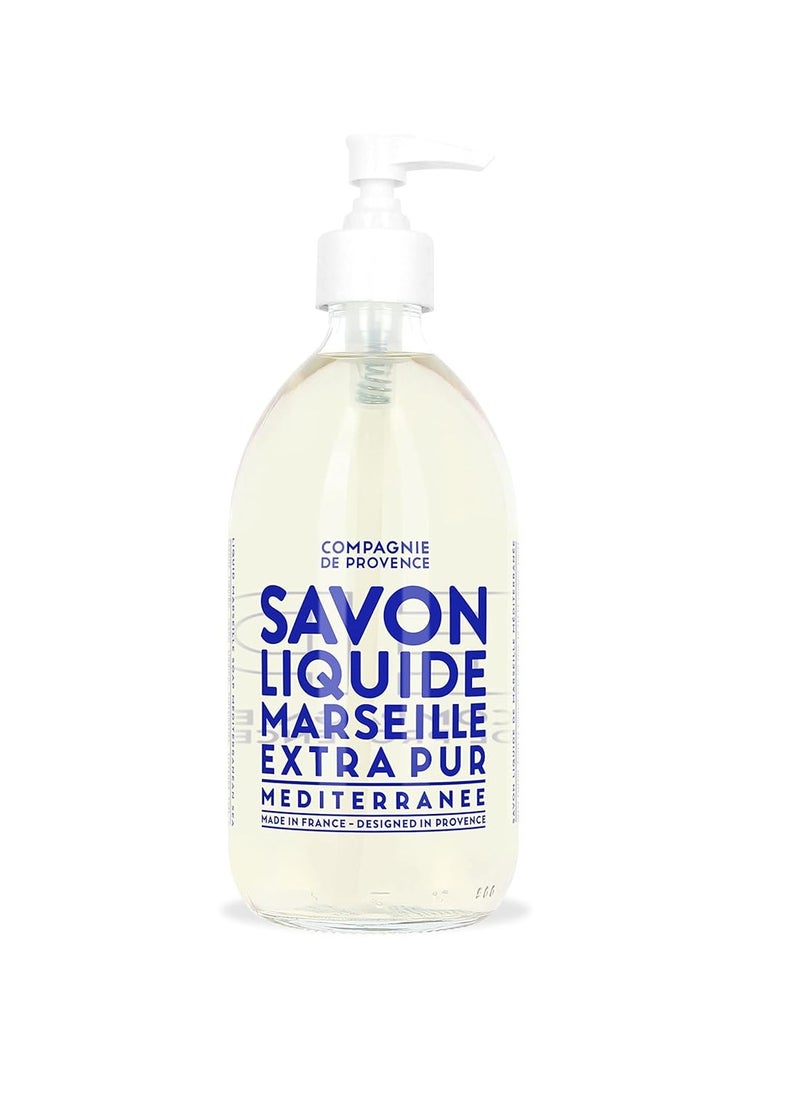 Compagnie de Provence Savon de Marseille Extra Pure Liquid Soap - Mediterranean Sea - 16.7 Fl Oz Glass Pump Bottle