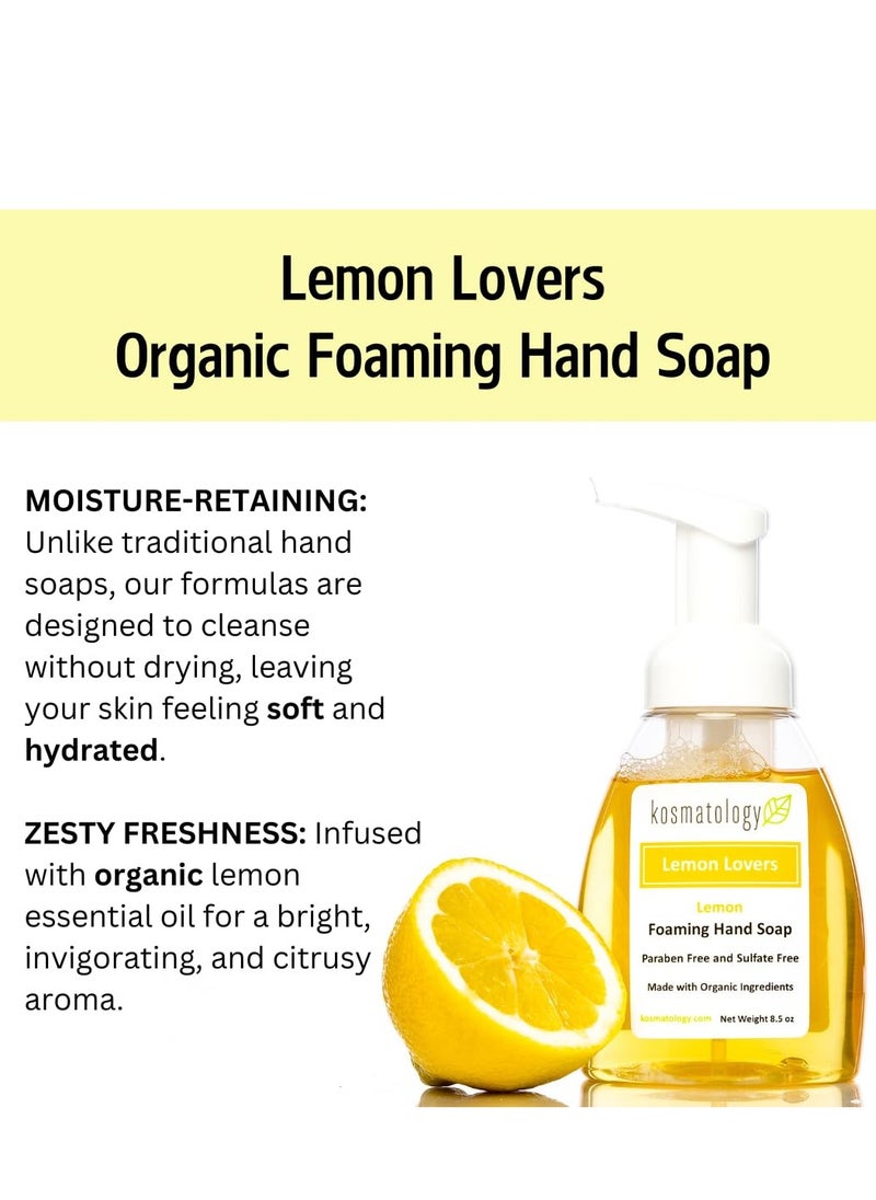 kosmatology® Lemon Lovers Organic Foaming Hand Soap | Moisturizing Hand Wash | Clean Ingredients, Infused with Essential Oils | 8.5 fl oz