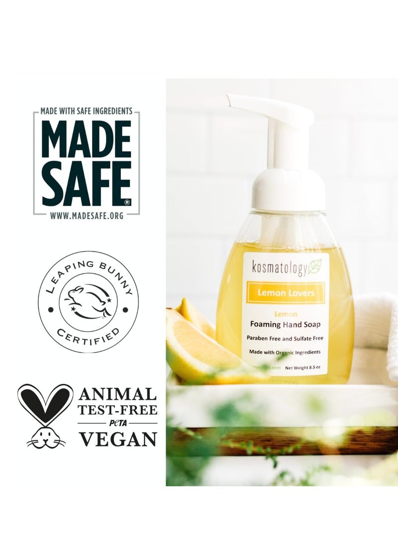 kosmatology® Lemon Lovers Organic Foaming Hand Soap | Moisturizing Hand Wash | Clean Ingredients, Infused with Essential Oils | 8.5 fl oz