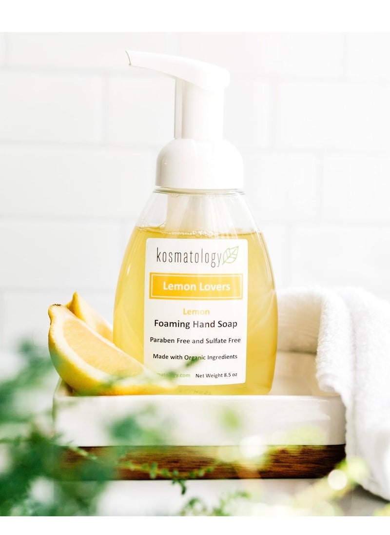 kosmatology® Lemon Lovers Organic Foaming Hand Soap | Moisturizing Hand Wash | Clean Ingredients, Infused with Essential Oils | 8.5 fl oz