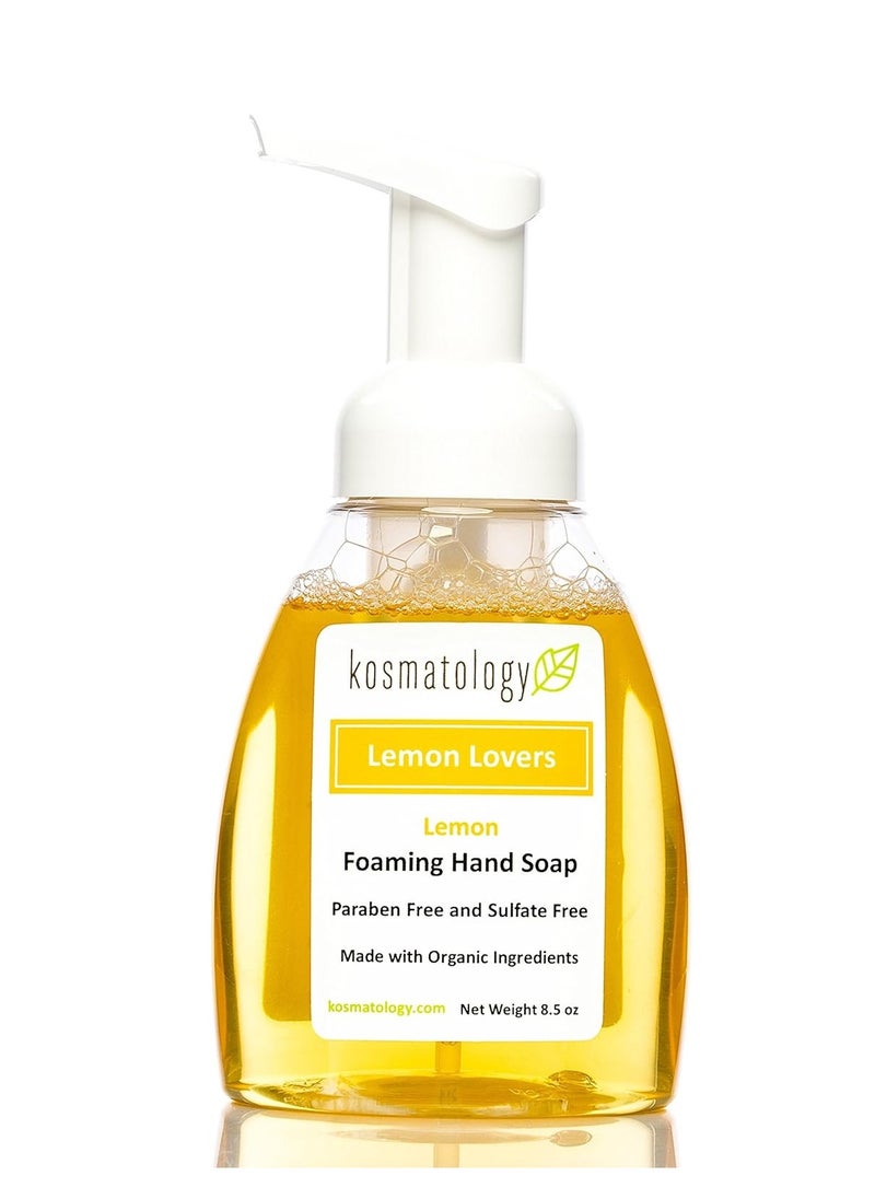 kosmatology® Lemon Lovers Organic Foaming Hand Soap | Moisturizing Hand Wash | Clean Ingredients, Infused with Essential Oils | 8.5 fl oz