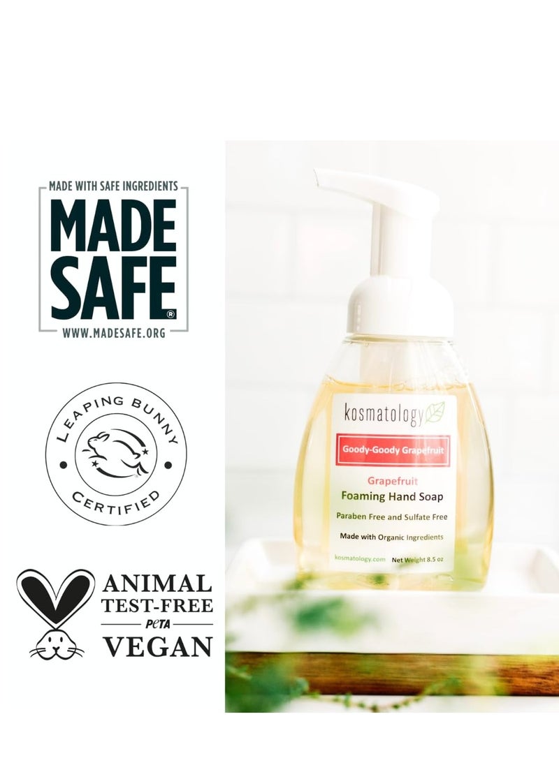 kosmatology® Goody-Goody Grapefruit® Organic Foaming Hand Soap | Moisturizing Hand Wash | Clean Ingredients, Infused with Essential Oils | 8.5 fl oz