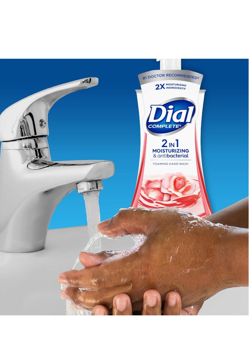 Dial Complete 2 in 1 Moisturizing & Antibacterial Foaming Hand Wash, Rose Oil, 7.5 Ounce