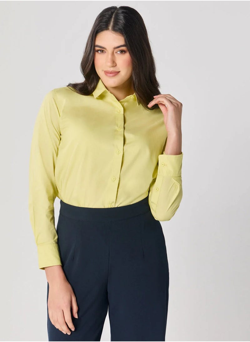 Formal Cotton Yellow Shirt