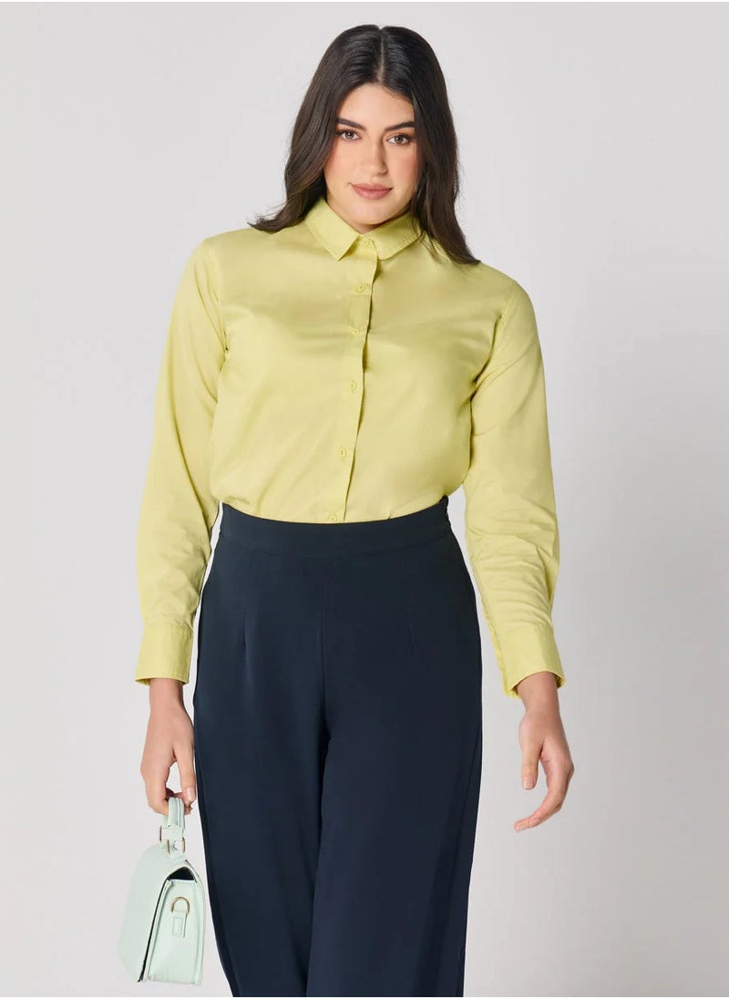 Formal Cotton Yellow Shirt