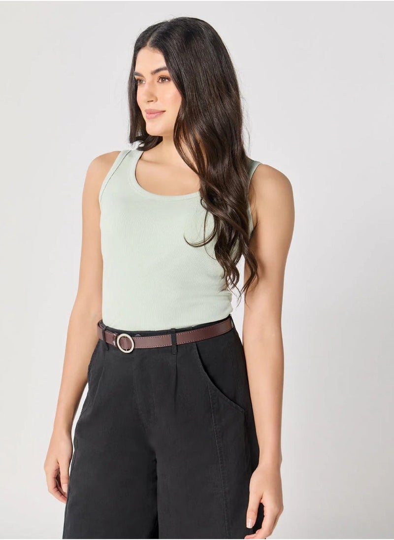 Light Green Rib Cami Top