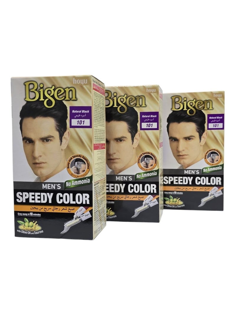 BIGEN MENS SPEEDY 101, HAIR COLOR, NATURAL BLACK (3PCS COMBO)