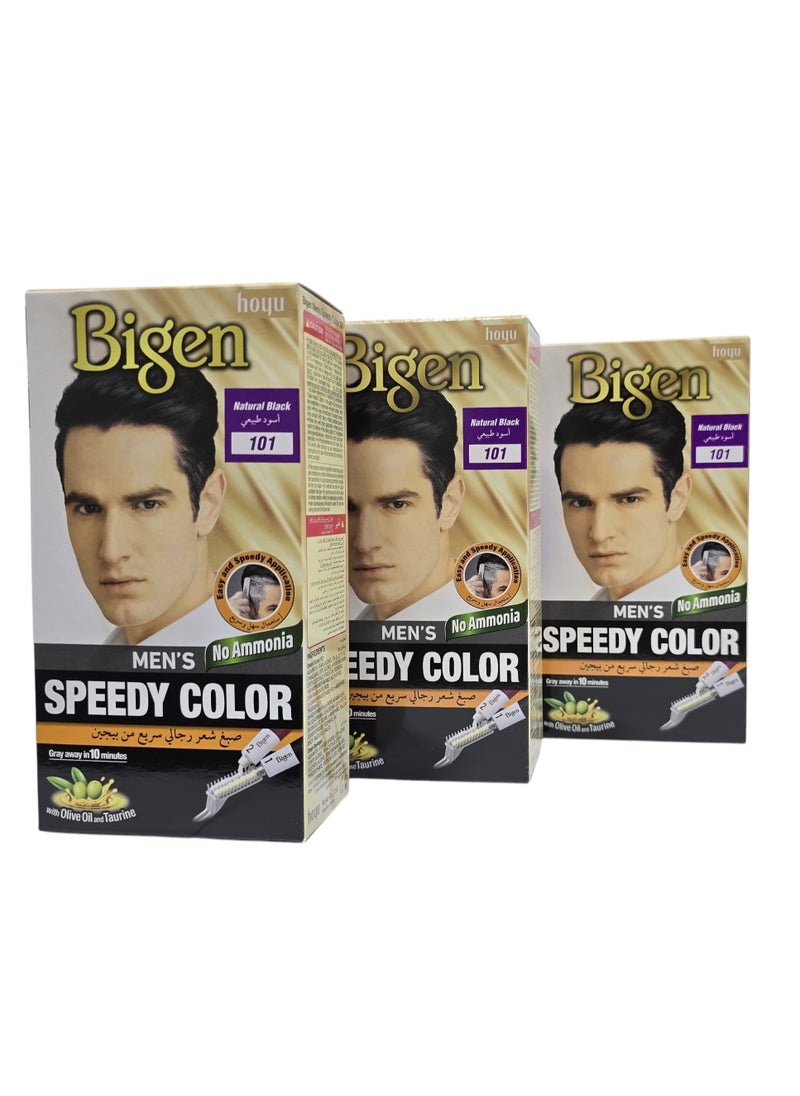 BIGEN MENS SPEEDY 101, HAIR COLOR, NATURAL BLACK (3PCS COMBO)