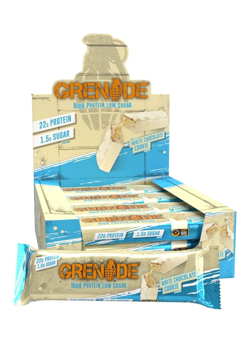 Grenade High Protein Low Sugar Bar White Chocolate Cookie 60g Pack of 12