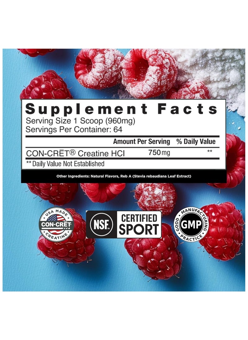 Con-Cret, Patented Creatine HCL, 61g, Raspberry, 64 Servings