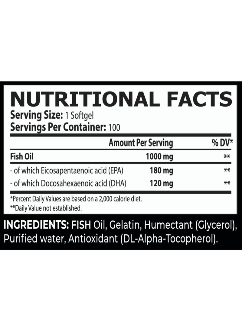 Core Champs, Omega-3, 1000mg Fish Oil, 100 Softgels, 100 Servings
