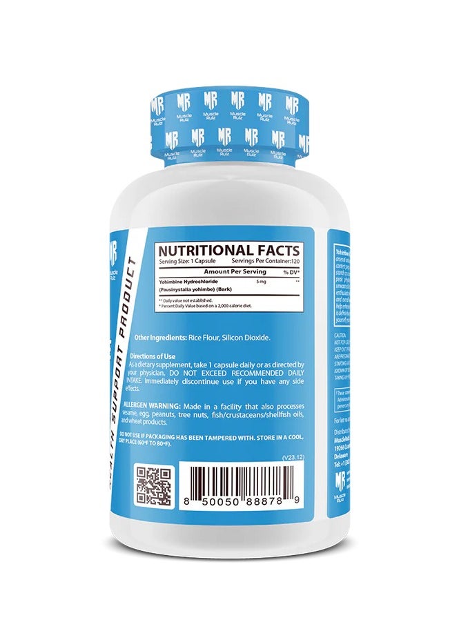 Muscle Rulz, Yohimbine, Health Support, 120 Caps, 120 Servings