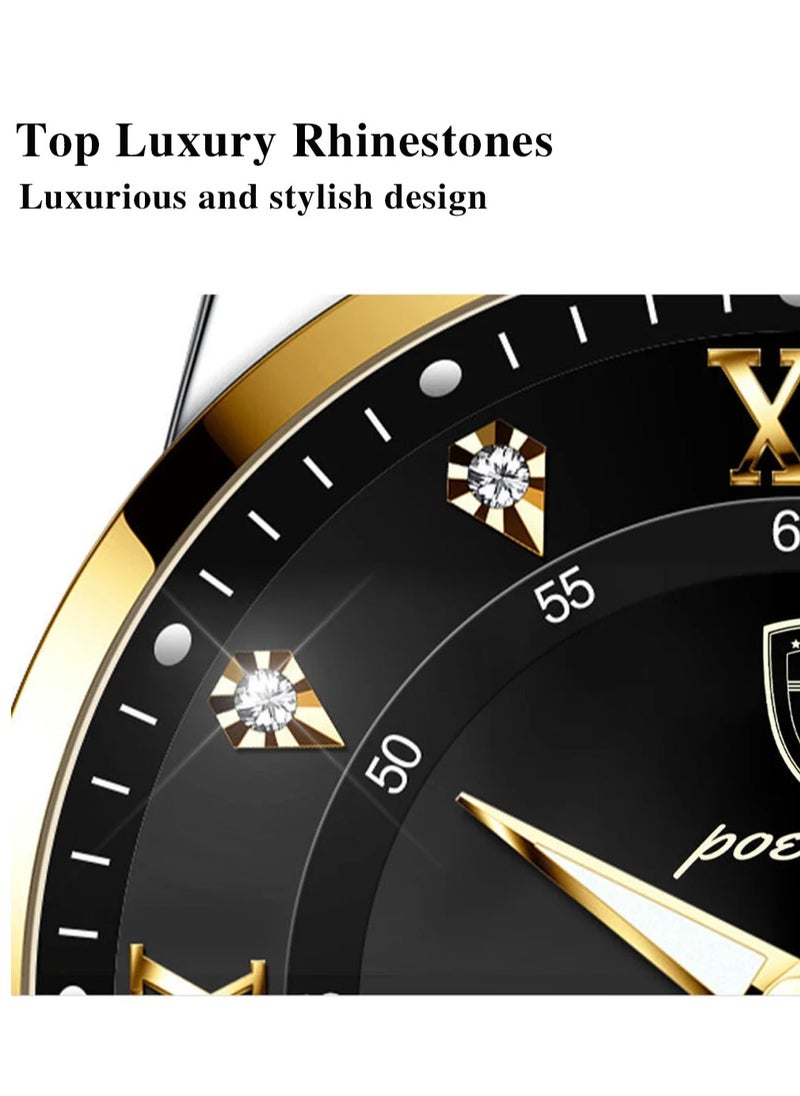 Man Watch Stainless Stain Business Quartz Watches Waterproof Luminous Week Date Men's Wristwach -42mm