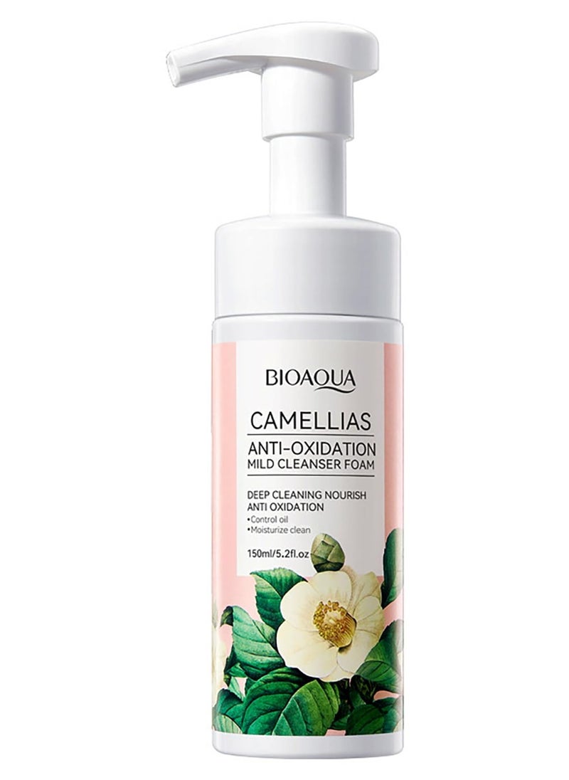 BIOAQUA Camellias Anti-Oxidation Moisturizing Mild Cleanser Foam Deep Cleaning Nourish Control Oil 150ml / 5.2fl.oz