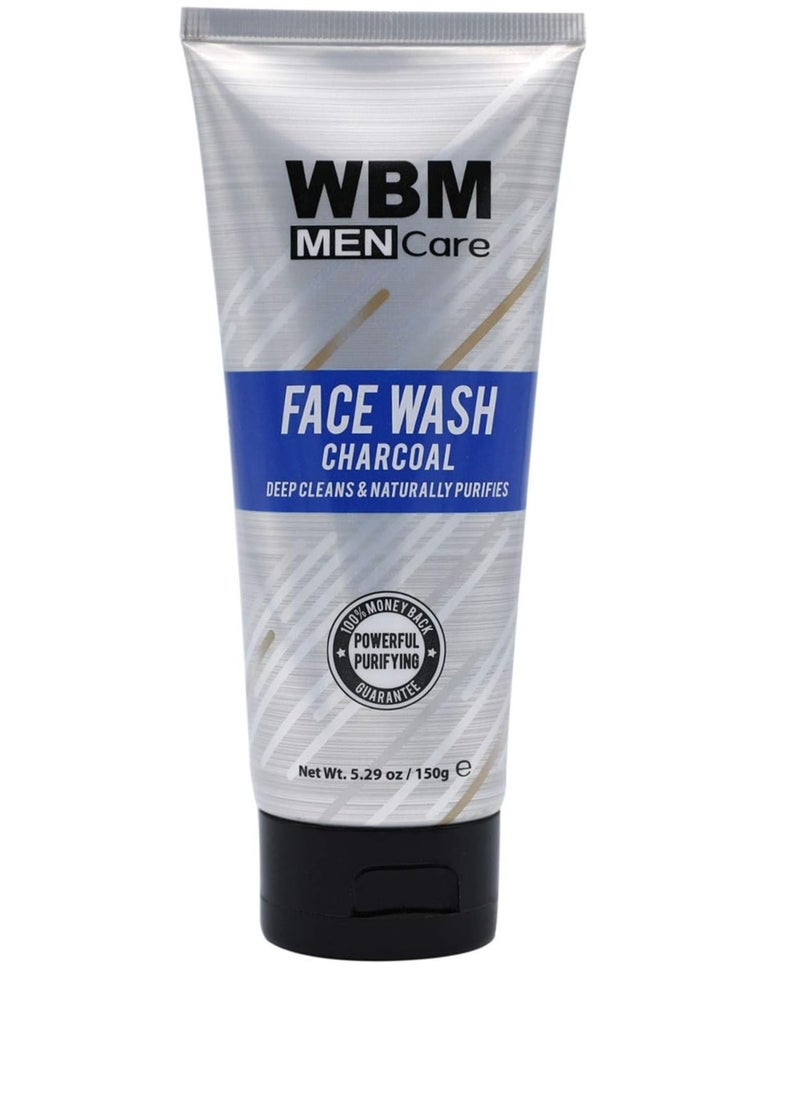 WBM Men Care Naturally Purifies Face Cleanser With Charcoal, Daily Face Wash For All Skin Types - 5.29 Oz
