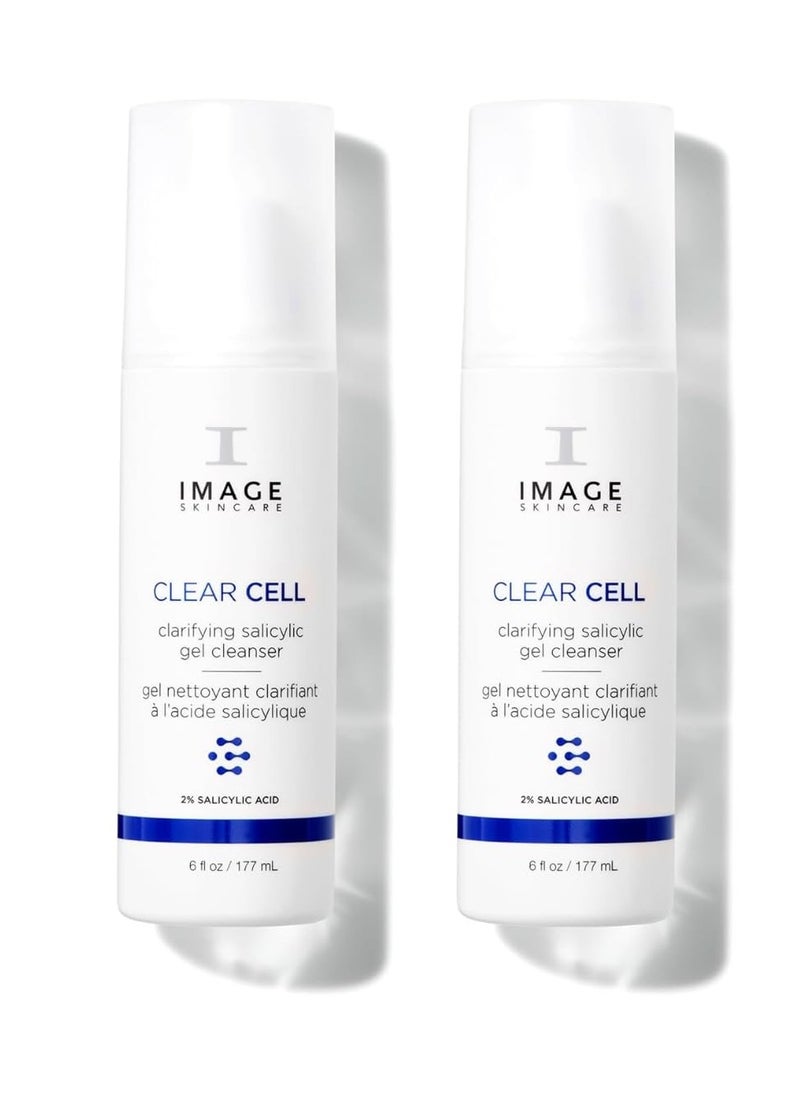 IMAGE Skincare, CLEAR CELL Salicylic Gel Cleanser, Gentle Foaming Face Wash Removes Excess Oil and Shine for Oily Prone Skin, 6 oz (Pack of 2)
