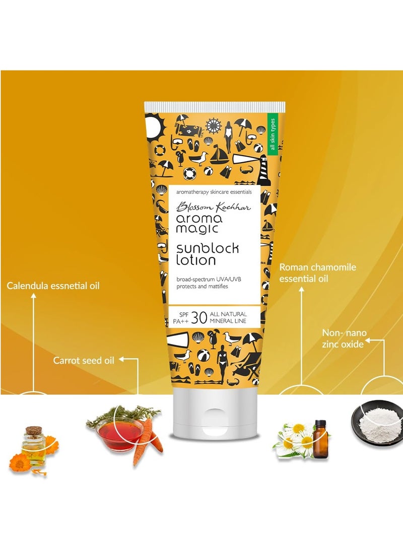 Aroma Magic SPF 30 PA ++ Matte Sunblock Lotion With Broad Spectrum Protection UVA/UVB |For All Skin |100 ml