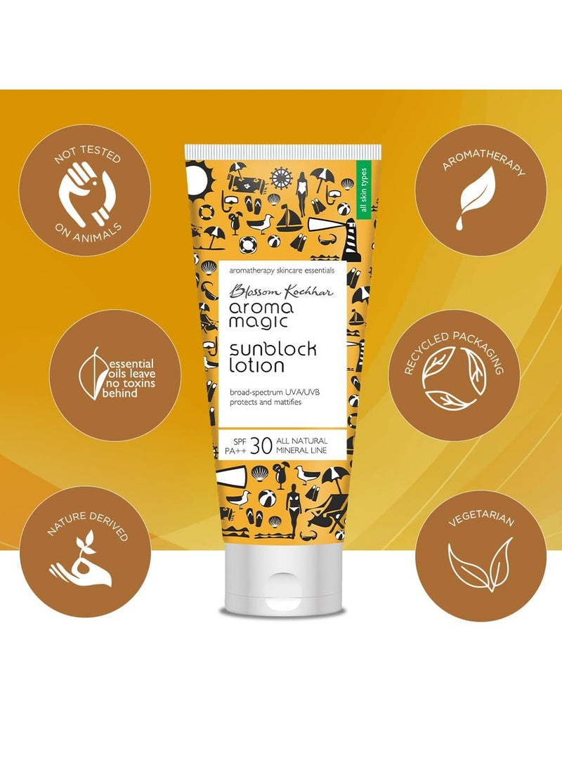 Aroma Magic SPF 30 PA ++ Matte Sunblock Lotion With Broad Spectrum Protection UVA/UVB |For All Skin |100 ml