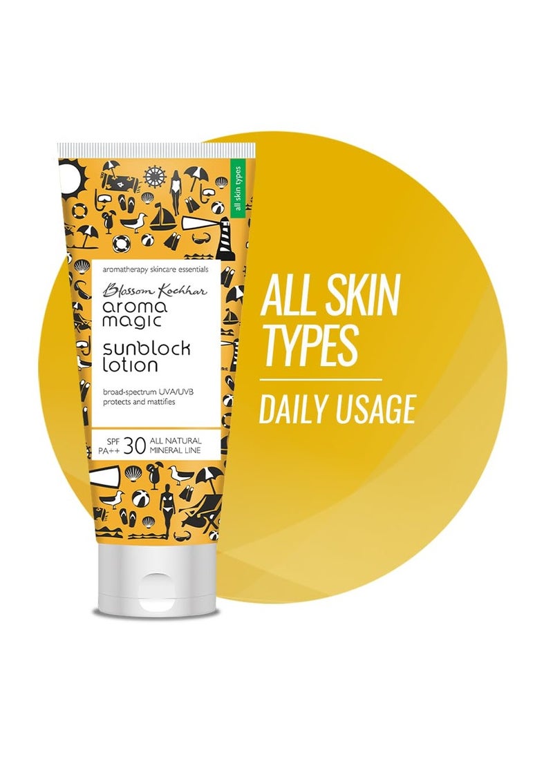 Aroma Magic SPF 30 PA ++ Matte Sunblock Lotion With Broad Spectrum Protection UVA/UVB |For All Skin |100 ml