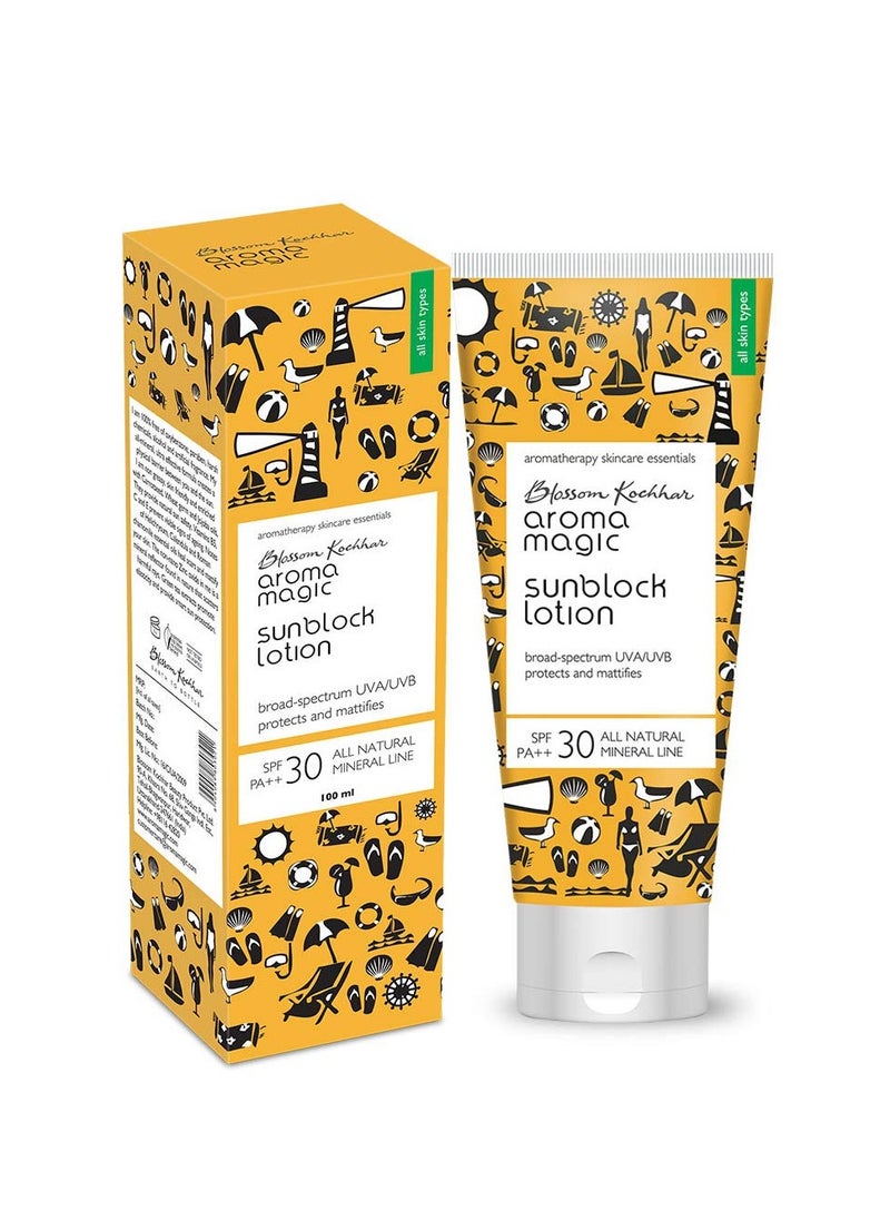 Aroma Magic SPF 30 PA ++ Matte Sunblock Lotion With Broad Spectrum Protection UVA/UVB |For All Skin |100 ml