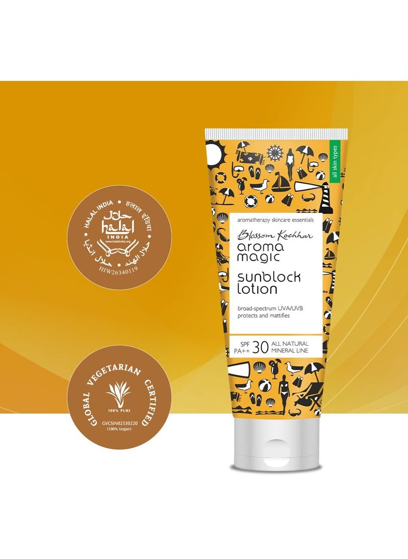 Aroma Magic SPF 30 PA ++ Matte Sunblock Lotion With Broad Spectrum Protection UVA/UVB |For All Skin |100 ml