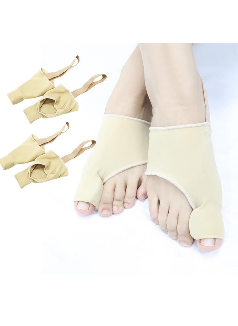 2 Pairs Upgraded Bunion Corrector for Women & Men - Comfortable & Breathable Toe Corrector Socks for Day/Night Support, Hallux Valgus Pain Relief, Non-Slip Big Toe Straightener (Beige)