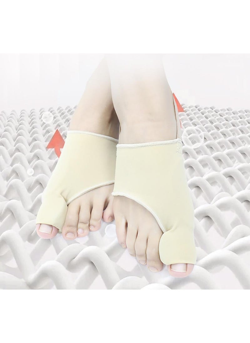 2 Pairs Upgraded Bunion Corrector for Women & Men - Comfortable & Breathable Toe Corrector Socks for Day/Night Support, Hallux Valgus Pain Relief, Non-Slip Big Toe Straightener (Beige)