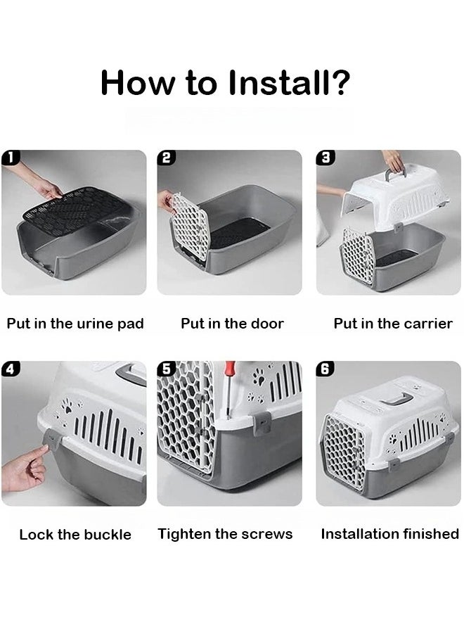 Pet Transport Box, Hard-Sided, Pet Carrier Cat Travel Kennel, Airline Approved Box, Travel Carriers, Trips Outdoor, Small Kitten Puppy Dog Sleeping, Grey 46x33x31 Cm