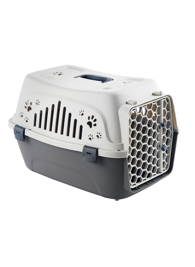 Pet Transport Box, Hard-Sided, Pet Carrier Cat Travel Kennel, Airline Approved Box, Travel Carriers, Trips Outdoor, Small Kitten Puppy Dog Sleeping, Grey 46x33x31 Cm