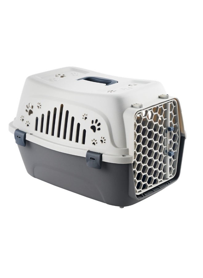 Pet Transport Box, Hard-Sided, Pet Carrier Cat Travel Kennel, Airline Approved Box, Travel Carriers, Trips Outdoor, Small Kitten Puppy Dog Sleeping, Grey 46x33x31 Cm