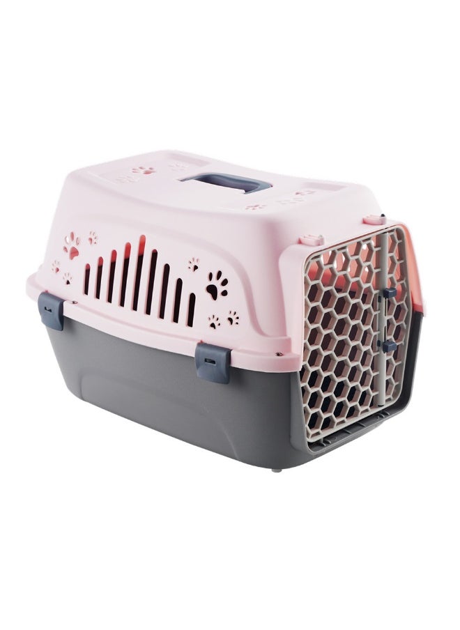 Pet Transport Box, Hard-Sided, Pet Carrier Cat Travel Kennel, Airline Approved Box, Travel Carriers, Trips Outdoor, Small Kitten Puppy Dog Sleeping, Grey 46x33x31 Cm