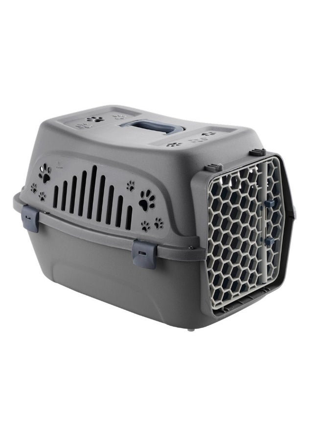 Pet Transport Box, Hard-Sided, Pet Carrier Cat Travel Kennel, Airline Approved Box, Travel Carriers, Trips Outdoor, Small Kitten Puppy Dog Sleeping, Grey 46x33x31 Cm