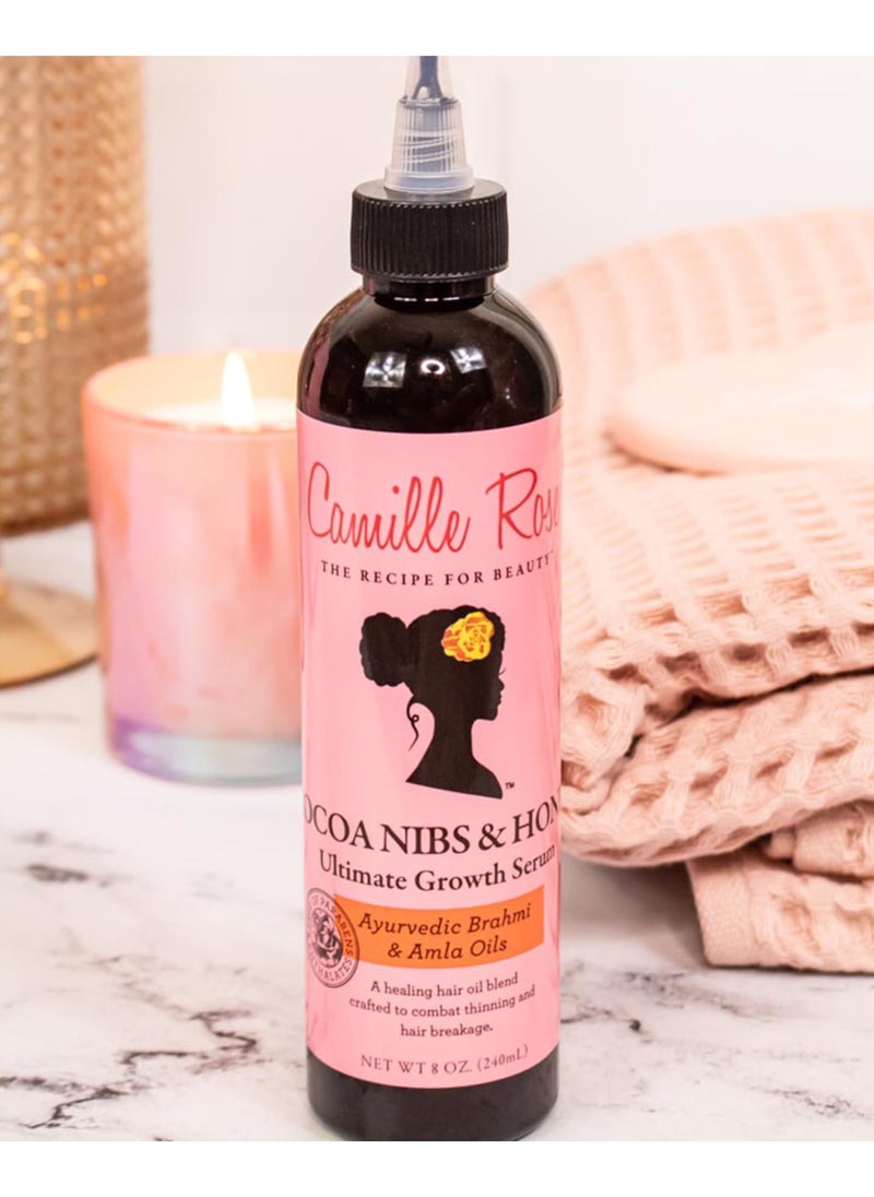 Camille Rose Cocoa Nibs & Honey Hair Growth Serum, with Amla Oil to Naturally Thicken Strengthen and Condition, for All Hair Types, 8 oz