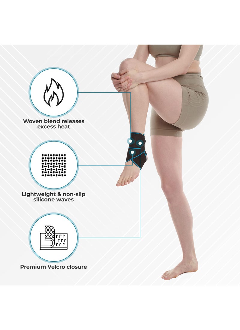 Adjustable Ankle Support Brace 2 Pack - Compression Braces for Sports Protection, One Size Fits Most - Men & Women