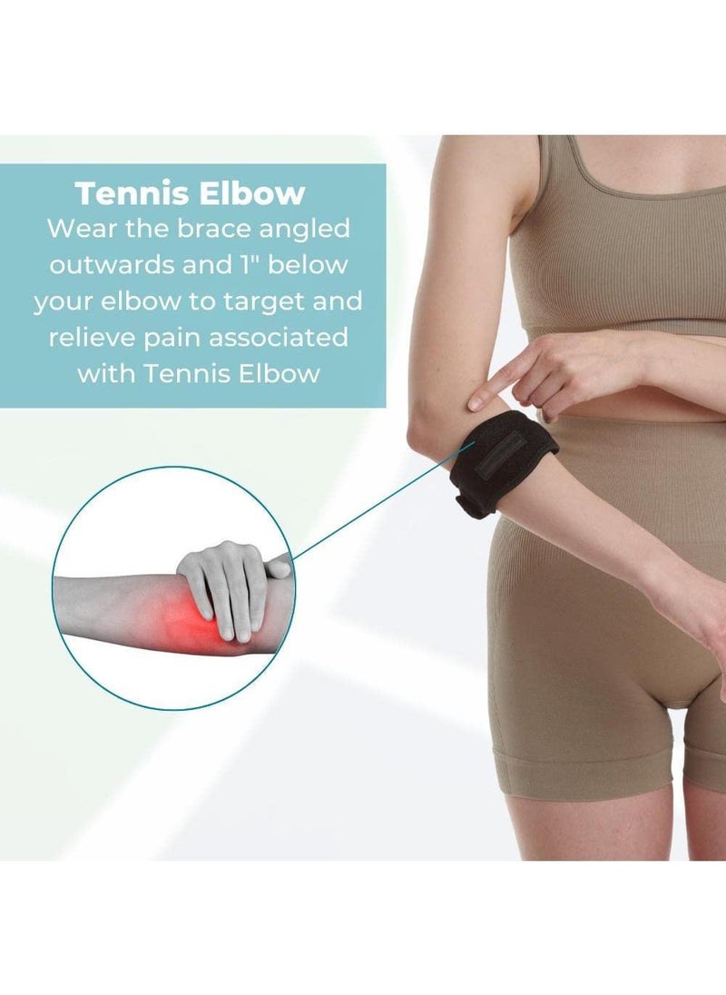 Premium Elbow Braces -Effective Pain Relief for Tennis & Golfer's Elbow -Adjustable Support for Athletes Tendonitis Relief Compression Pad Included -For Men & Women（Light Blue Lining）