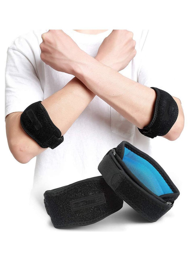 Premium Elbow Braces -Effective Pain Relief for Tennis & Golfer's Elbow -Adjustable Support for Athletes Tendonitis Relief Compression Pad Included -For Men & Women（Light Blue Lining）