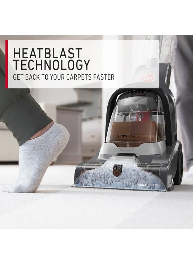 PowerDash Compact Carpet Cleaner CDCW-PDME for Carpet, Upholstery & More With AQUASPIN Brush Bar Easily Removes Spills, Messes & Tough Stains 2.27 L 800 W CDCW-PDME Grey