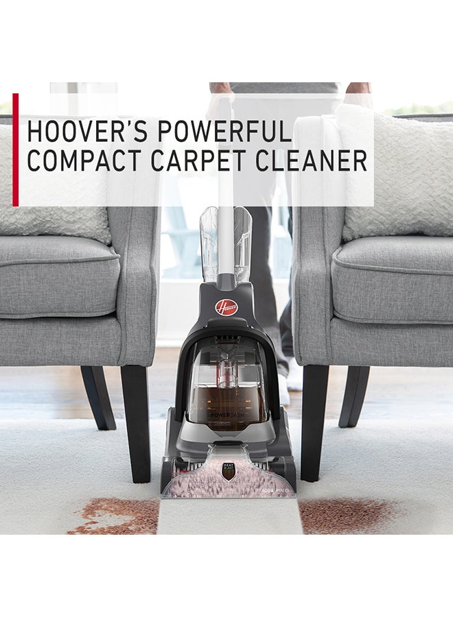 PowerDash Compact Carpet Cleaner CDCW-PDME for Carpet, Upholstery & More With AQUASPIN Brush Bar Easily Removes Spills, Messes & Tough Stains 2.27 L 800 W CDCW-PDME Grey