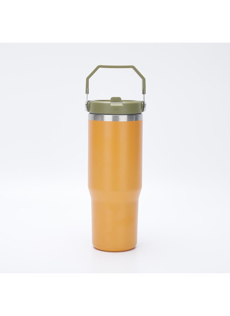 30oz Stanley same portable car Cup 304 stainless steel vacuum cup ice heater cold water Cup factory wholesale Orange